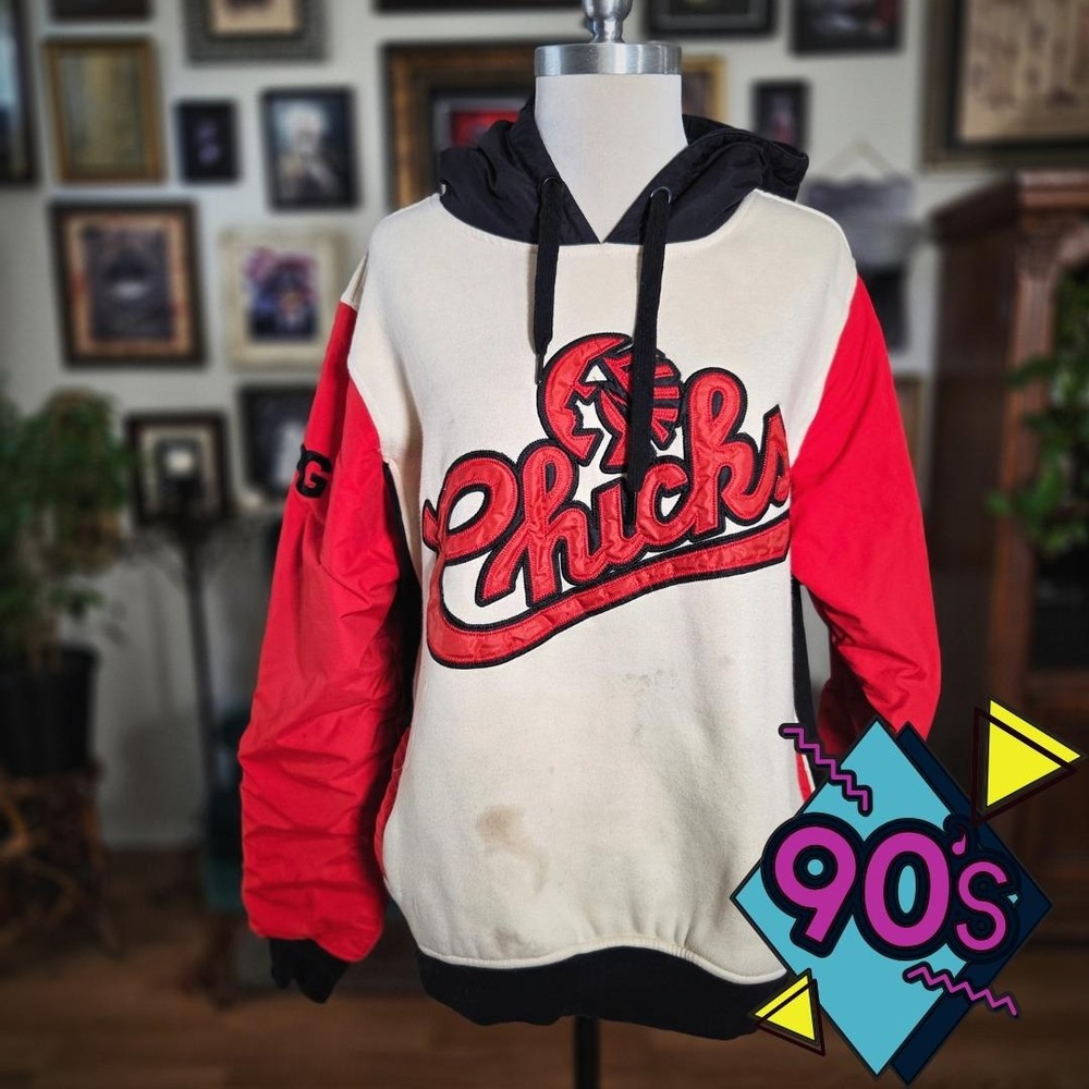 Post Game Hoodie Vintage 90s Colorblock Sportswear Graphic‎ Red White Mens XL